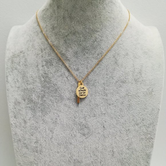 Gold Christian Bible Verse Scripture Necklace - Picture 3 of 4